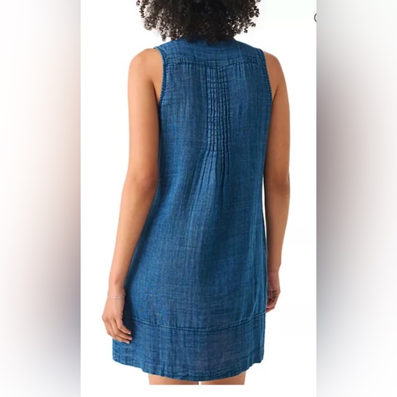 Faherty Isha  Linen Indigo Blue Mini Dress - Picture 3 of 11